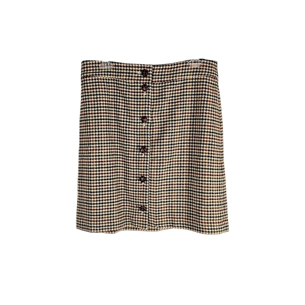 NWT Talbots Tan Multicolored Houndstooth Wool Plaid Skirt